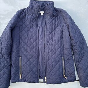 J. Crew Navy Quilted Jacket with Zipper Pockets